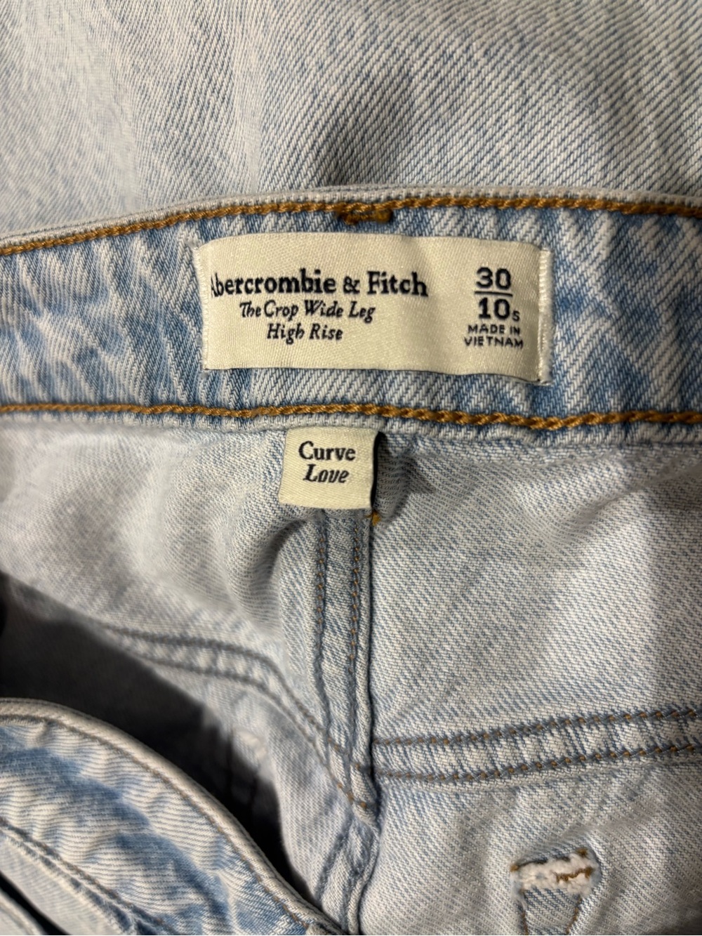 Abercrombie & Fitch Curve Love Crop Wide Leg High Rise Jeans Light Wash 30/10S - Picture 3 of 8